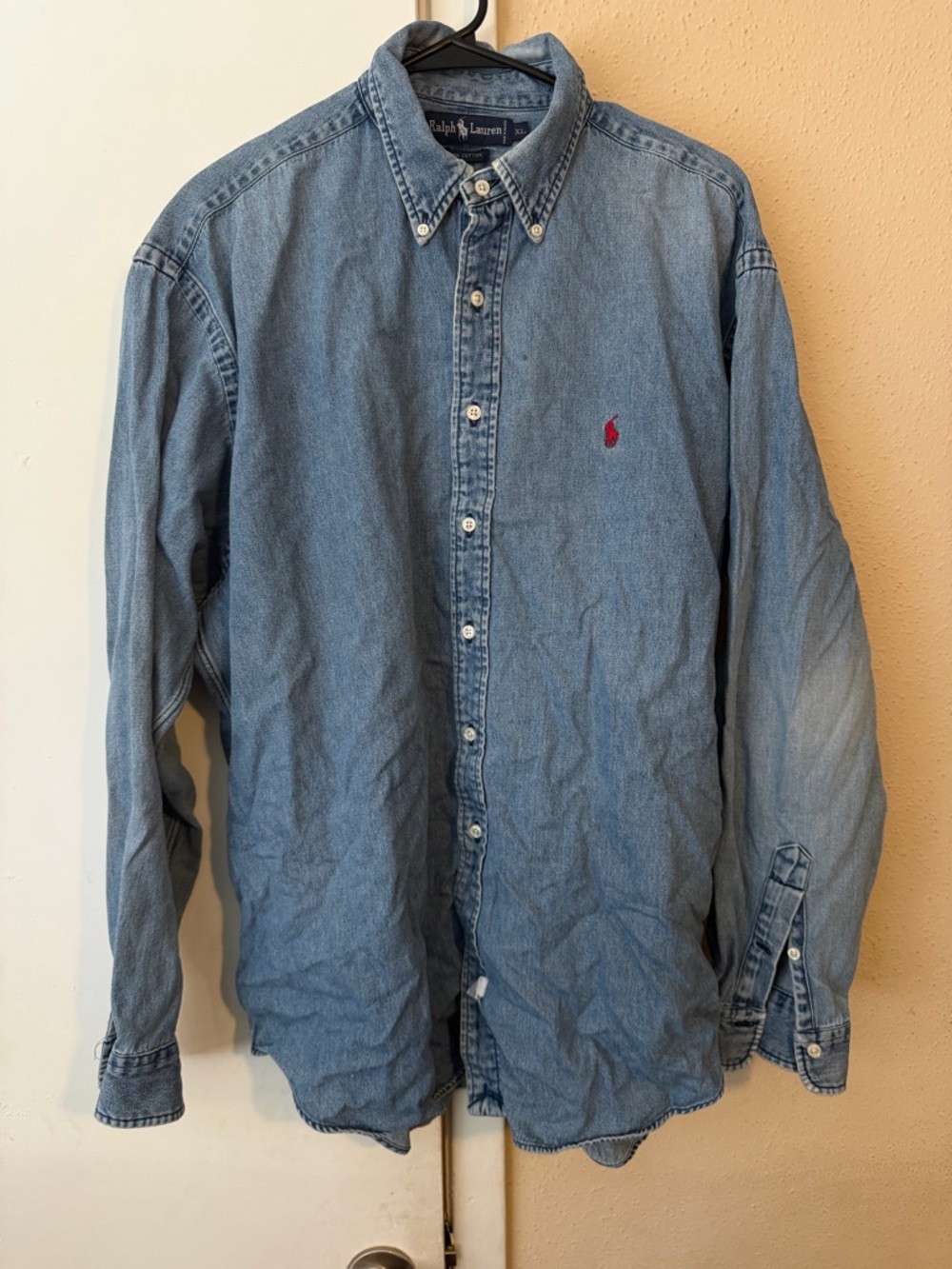 RALPH LAUREN Blake Denim Shirt Men's Light Blue Long Sleeve Vintage Polo XL